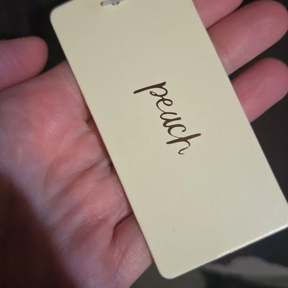 Peach Shiny Rainbow Color Button Up Shirt With Collar And Elastic Puff Sleeves - Picture 5 of 6